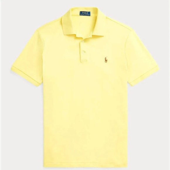 Polo Ralph Lauren Classic Fit Men's Yellow Collared Cotton Polo Shirt sz Medium - Picture 4 of 16